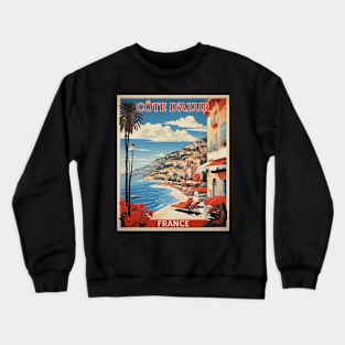 Cote D'azur France Tourism Vintage Poster Crewneck Sweatshirt